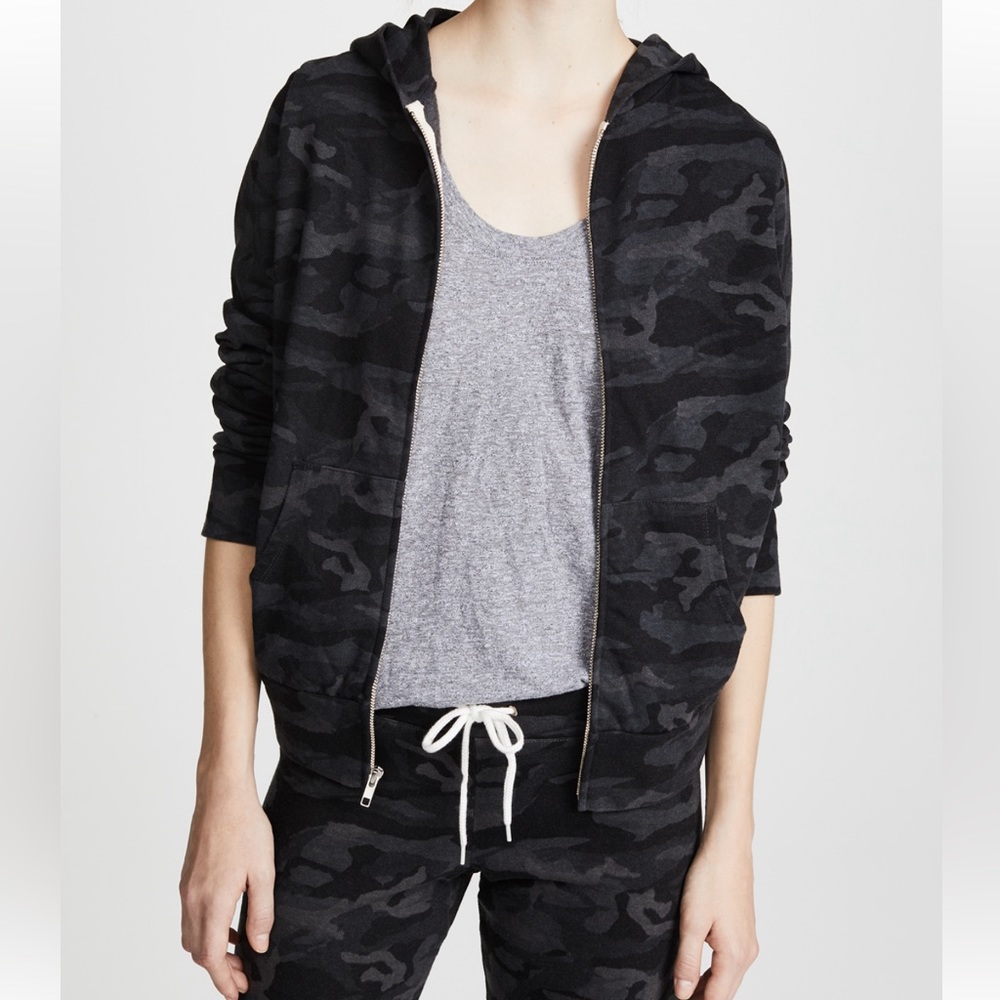 Monrow Zip Up Camo Hoodie